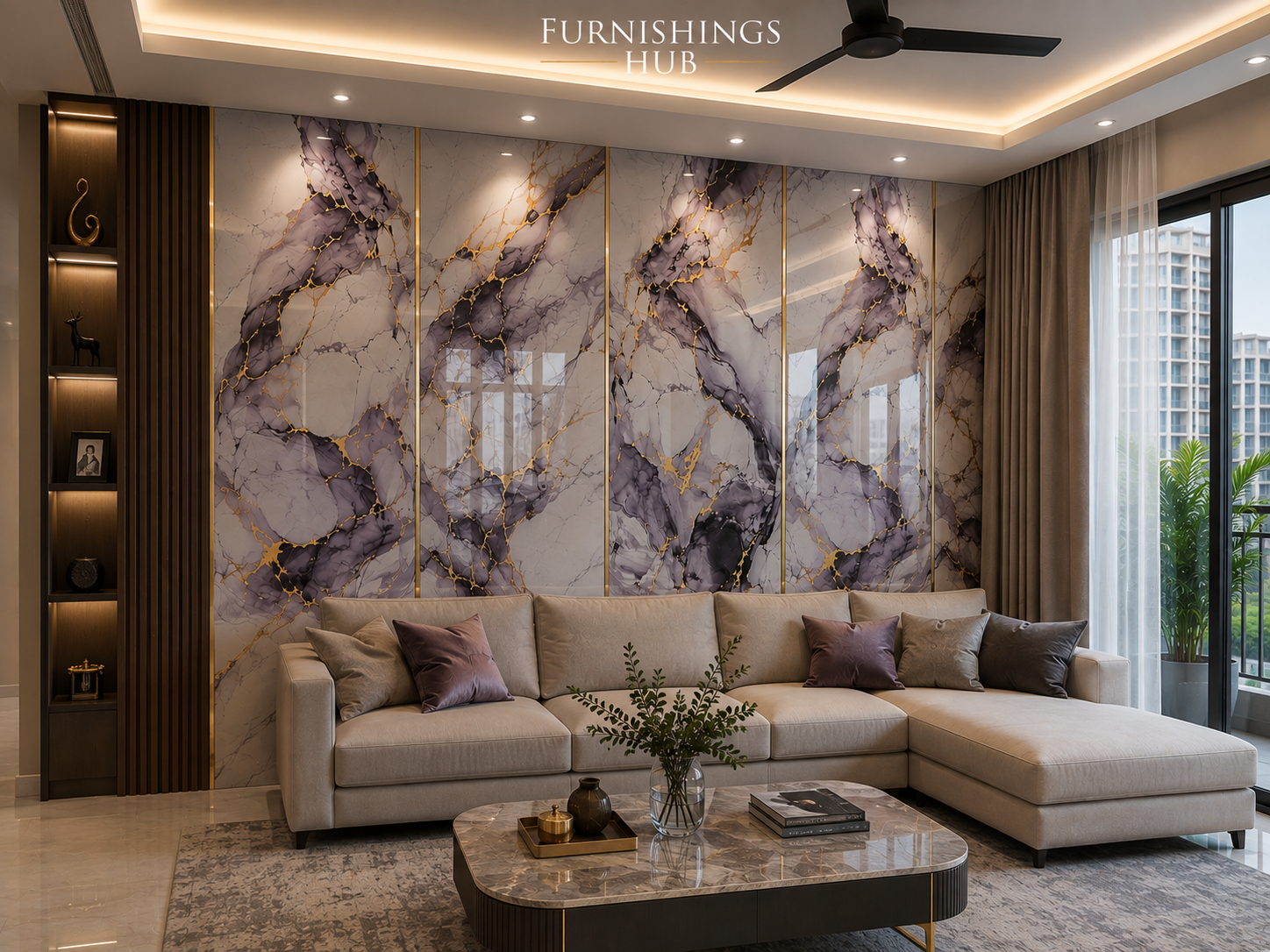 UV marble panel living room